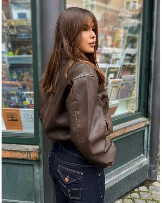 Bershka Blue – oversize-jacke aus kunstleder