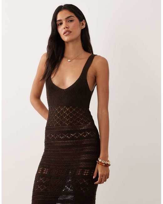Miss Selfridge Natural Crochet Maxi Dress