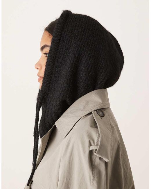 Gina Tricot Black Knitted Slouchy Balaclava Hood