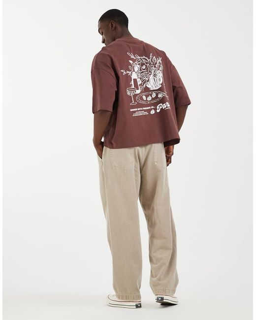 ASOS Brown Boxy Oversized T-shirt With Food And Drink Graphic for men