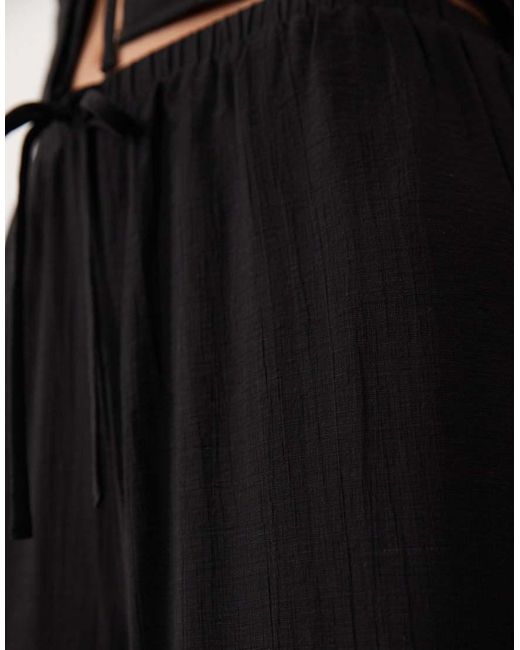 Kaiia Black Exclusive Wide Leg Pants With Linen