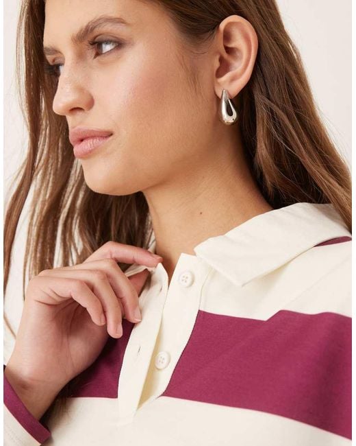 ASOS Red Long Sleeve Stripe Rugby Polo