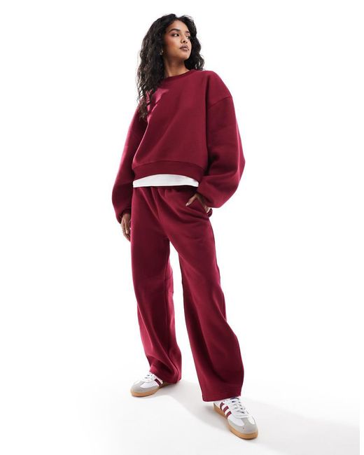 ASOS Joggingbroek Met Wijde Ronde Pijpen in het Red