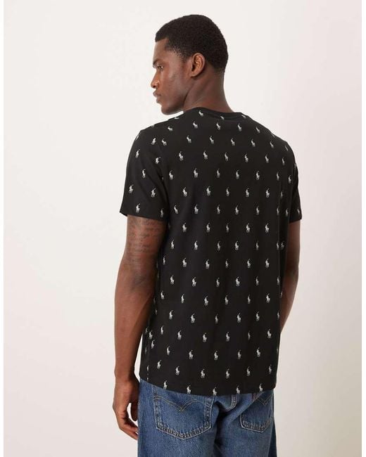 Polo Ralph Lauren Black All Over Icon Logo Liquid Cotton Lounge T-shirt for men