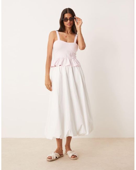 ASOS White Cotton Milkmaid Corset Top With Frill Hem