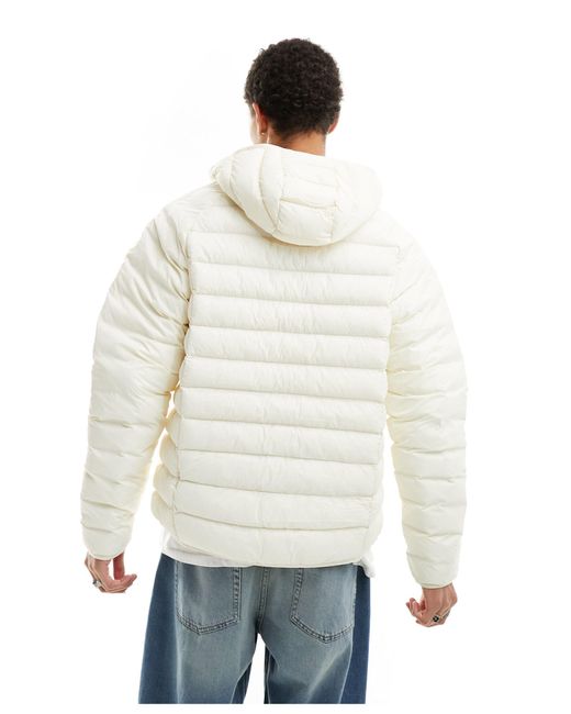 Adidas Originals White 3 Stripe Padded Hooded Jacket for men