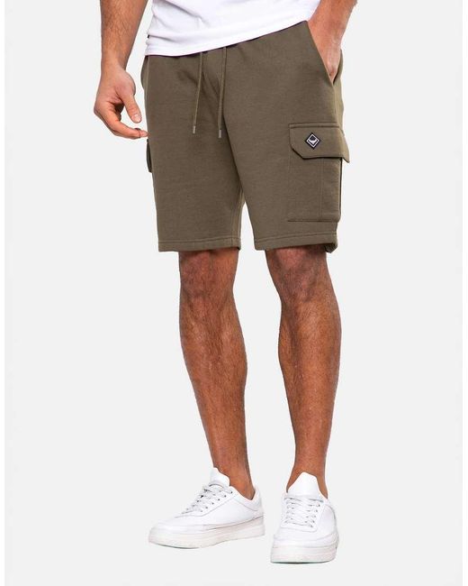 Threadbare White Cargo Sweat Shorts for men