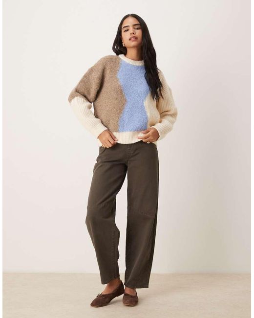 ASOS Natural Abstract Boucle Oversized Sweater