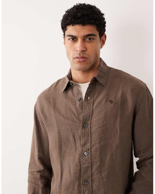 Abercrombie & Fitch Brown 100% Linen Long Sleeve Shirt for men