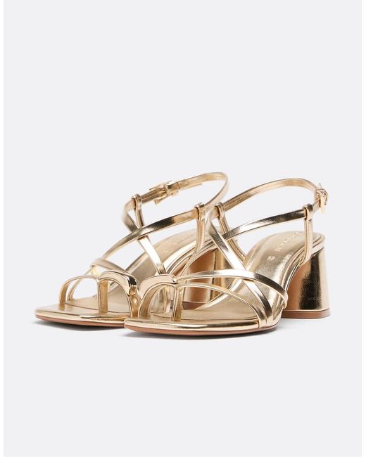 Stradivarius Natural Heeled Multi-strap Sandals With Detail