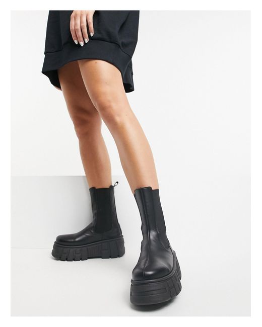 natuurlijk goochelaar geloof ASOS Aliyah Chunky Chelsea Boots in Black | Lyst