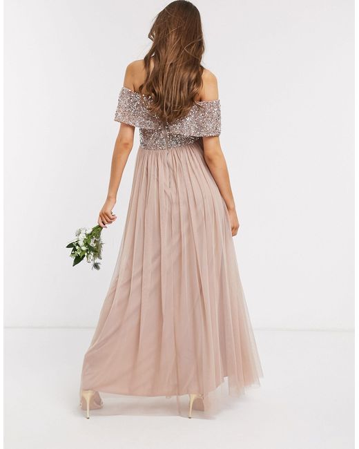 maya bridesmaid bardot maxi tulle dress