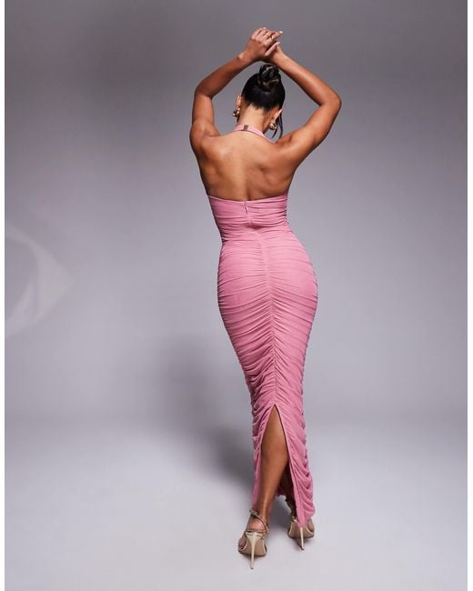 oh polly ruched midaxi dress Thandie Sweetheart-Neck Ruched Midaxi Dress in Blush