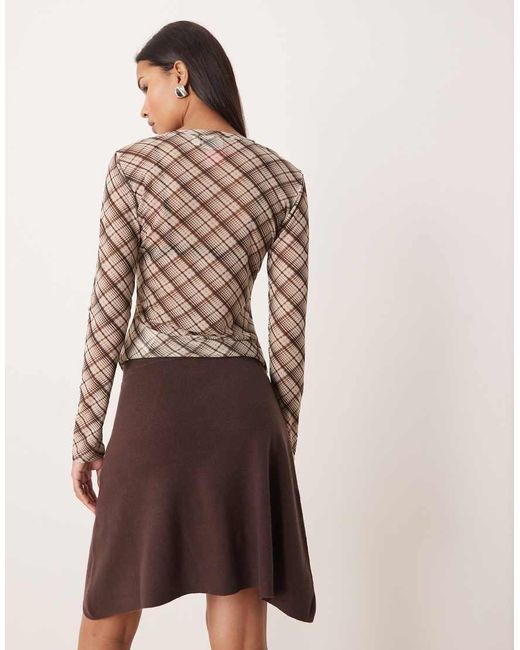 Vila Natural Asymmetric Hem Mini Skirt