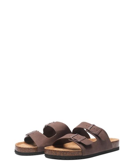 SEQWL Brown Flat Slide Sandals With Buckle Closure