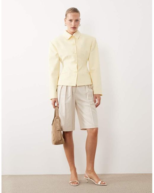 ASOS Getailleerde Blazer Met Knoopsluiting in het Natural