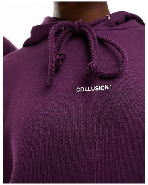 Unisex - felpa con cappuccio e logo prugna di Collusion in Purple