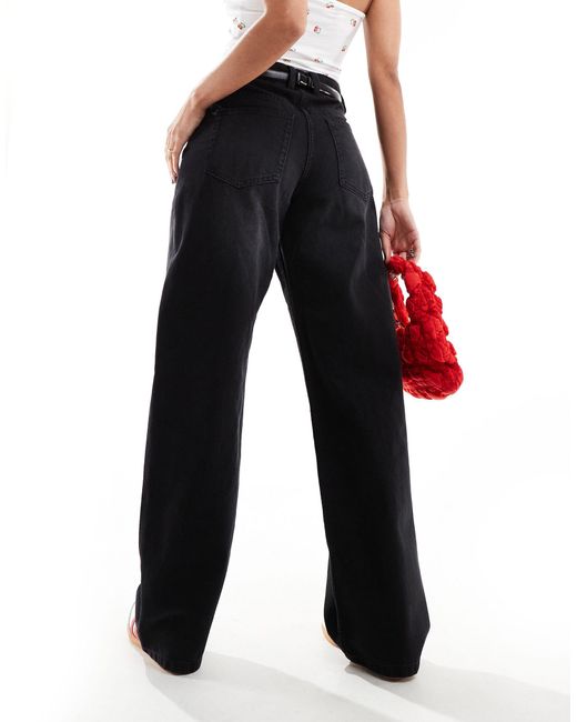 Collusion Black X014 baggy Mid Rise Antifit Jeans