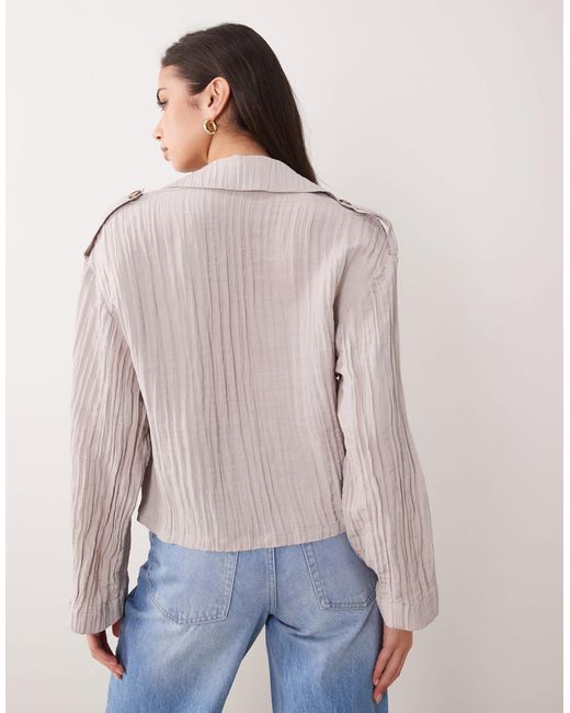 ASOS Natural Double Breasted Drapey Top
