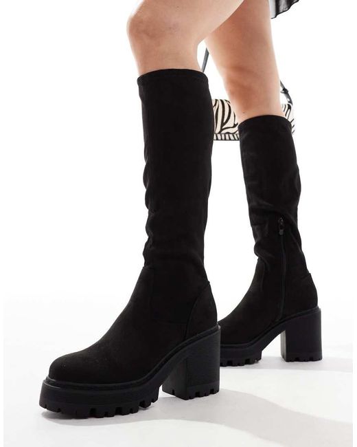 SEQWL Black Knee High Chunky Boots