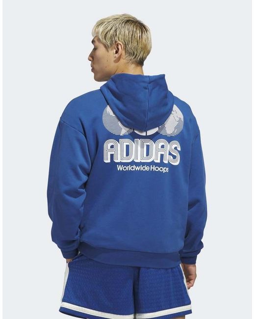 Adidas Originals Blue World Wide Hoops Hoodie