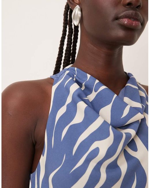 Abercrombie & Fitch Maxi-Jurk Met Gedrapeerde Halslijn En Dijsplit in het Blue