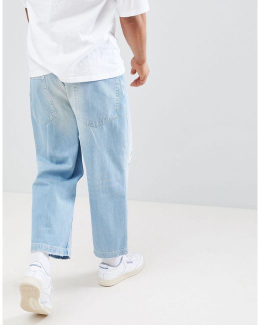 ASOS Denim Wide Leg Cropped Jeans in Blue for Men | Lyst