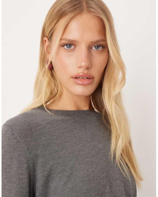 Mango Gray Round Neck Lightweight Jumper