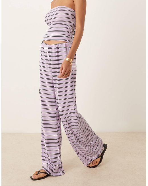 Pantalon large d'ensemble à rayures - lilas ASOS en coloris Pink