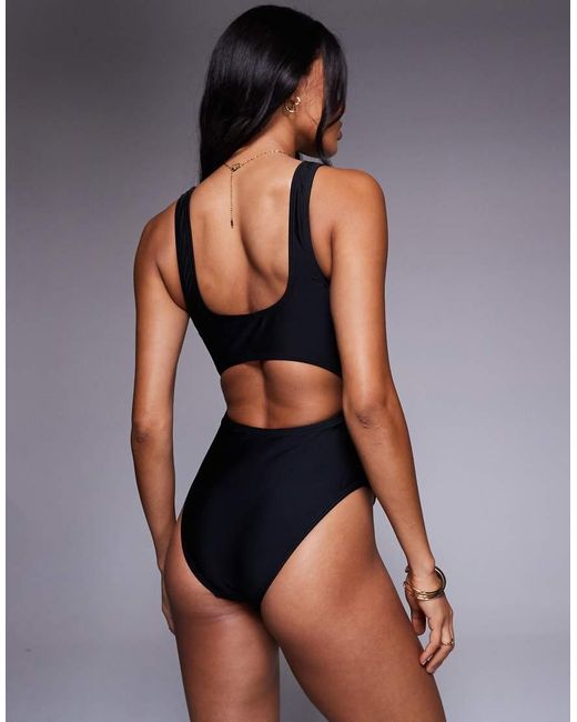 South Beach Black Essentials Cut Out Front Swimsuit