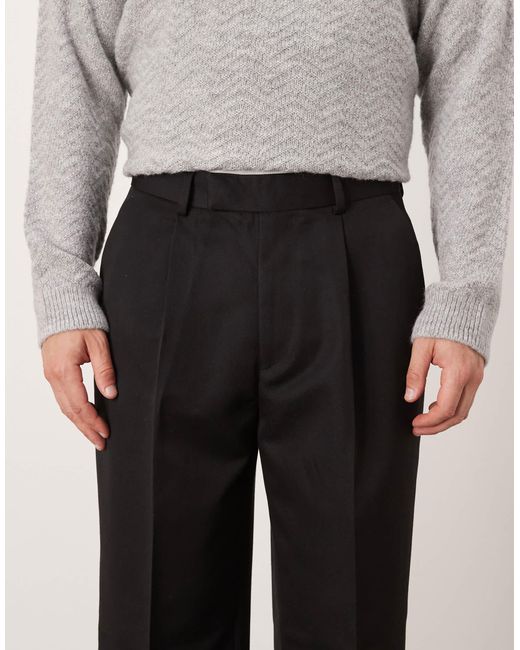 ASOS Black Smart Wide Leg Pants With Front Pleats for men