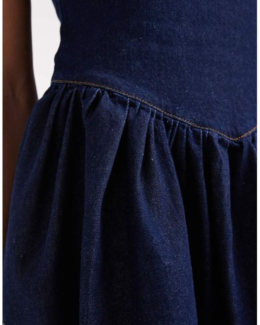 Miss Selfridge Blue Drop Waist Denim Mini Dress
