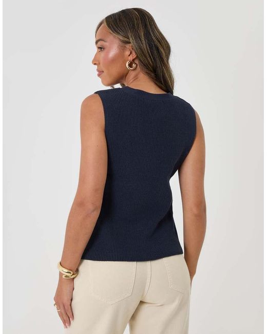 Threadbare Blue Ribbed Longline Waistcoat