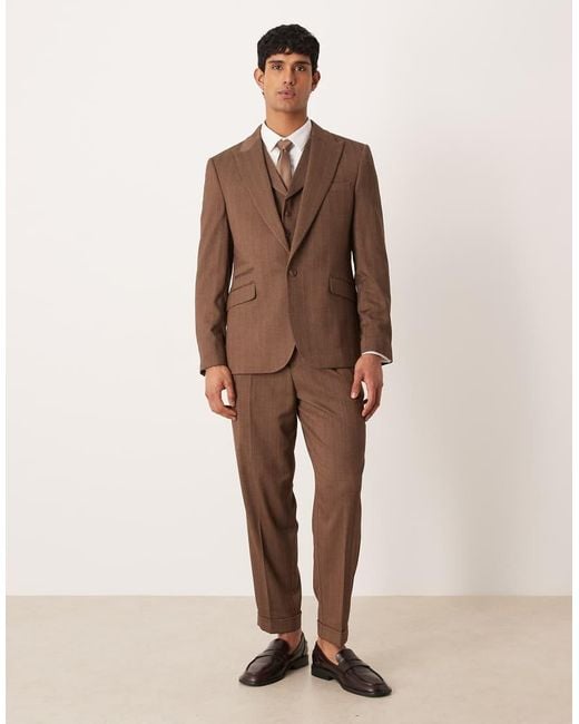 ASOS Brown Slim Wool Look Suit Jacket for men