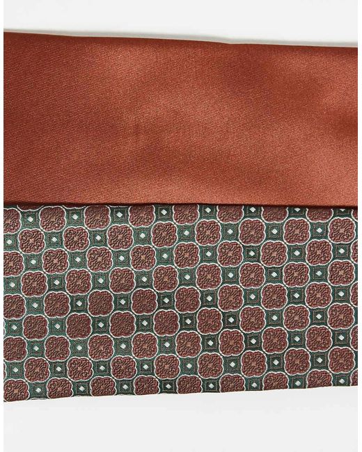 ASOS White 2 Pack Burnt Orange And Patterned Tie for men