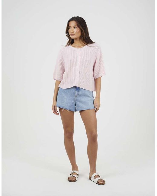 Brave Soul White Short Sleeve Crew Neck Fisherman Knit Cardigan