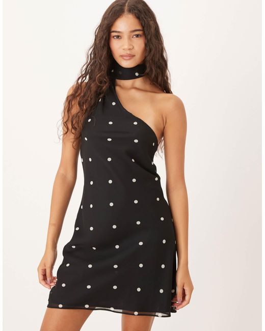 ASOS Black – gepunktetes minikleid aus chiffon