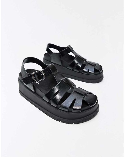 Bershka White Flat Cage Sandals
