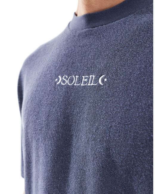 ASOS – oversize-t-shirt aus frottee in Blue für Herren
