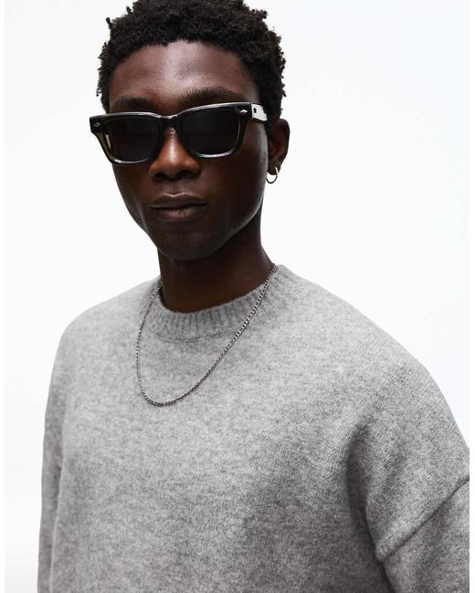 Bershka Gray Boxy Round Neck Jumper for men