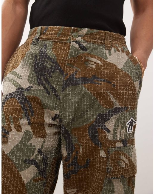 Aape By A Bathing Ape Green Aape By A Bathing Ape Loose Fit Camo Cargo Pants for men