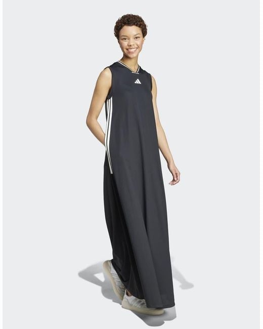 Adidas White Tiro Cut 3-Stripes Soft Mesh Long Dress