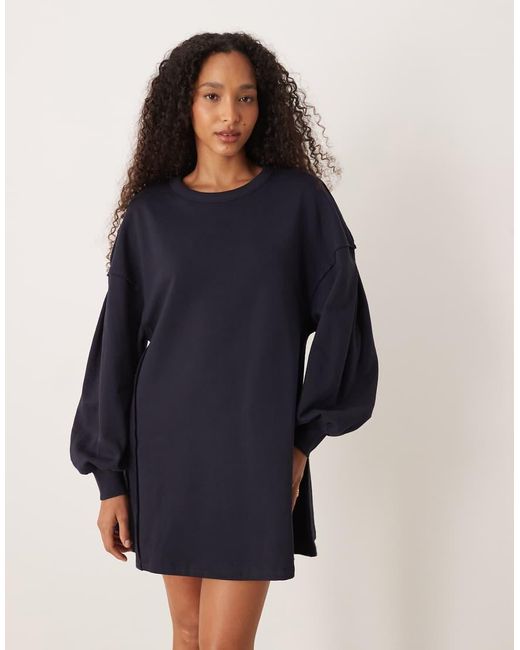 ASOS Blue Cotton Trapeze Sweat Mini Dress