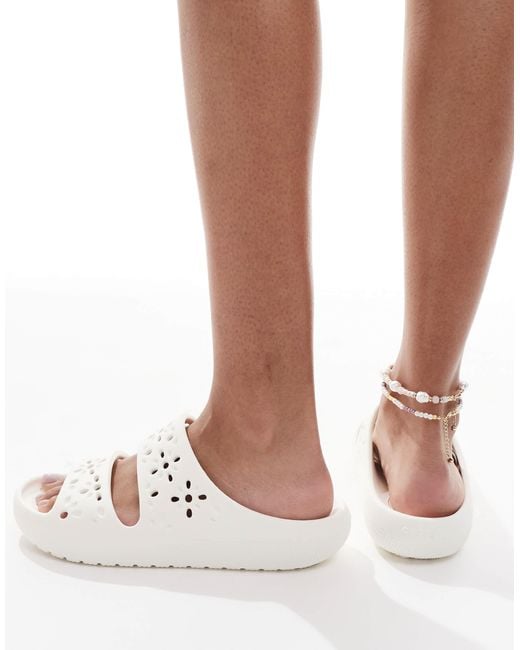 CROCSTM White Classic Floral Cut-out Sandals