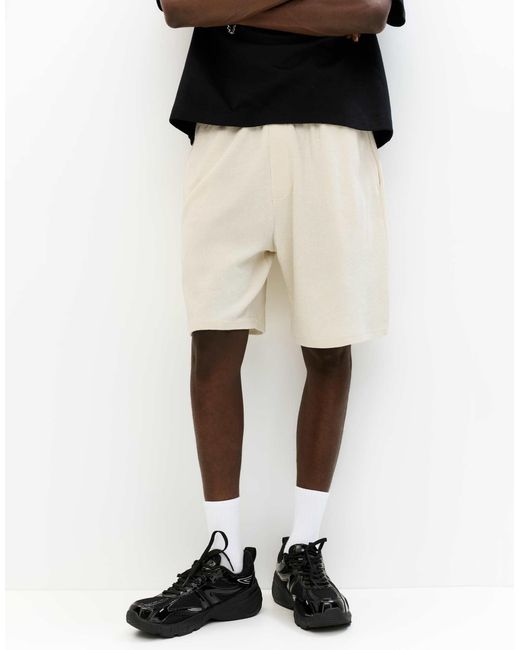 Pull&Bear – bermudashorts aus strick in Natural für Herren