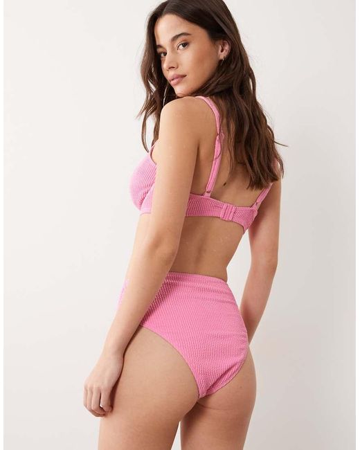 Peek & Beau Pink Crinkle High Waist Bikini Bottom