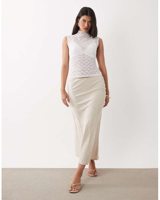 ASOS White Lace Sheer Longline Tank Top