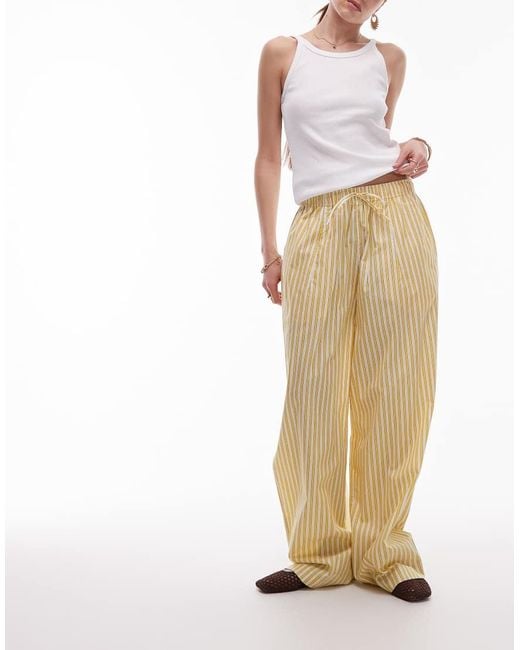 TOPSHOP Natural Poplin Pull On Wide Leg Trouser