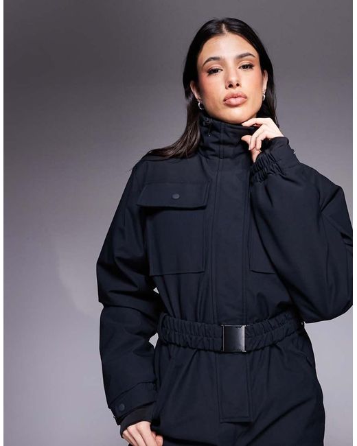 ASOS 4505 Ski & Snow Blue Asos 4505 Tall Ski Retro Belted Ski Suit With Funnel Neck