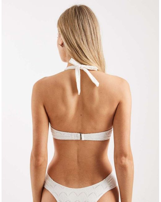 Lindex White Eyelet Halterneck Bikini Top